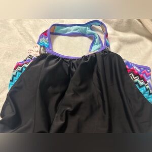 Black Swimsuit- Chevron Pattern